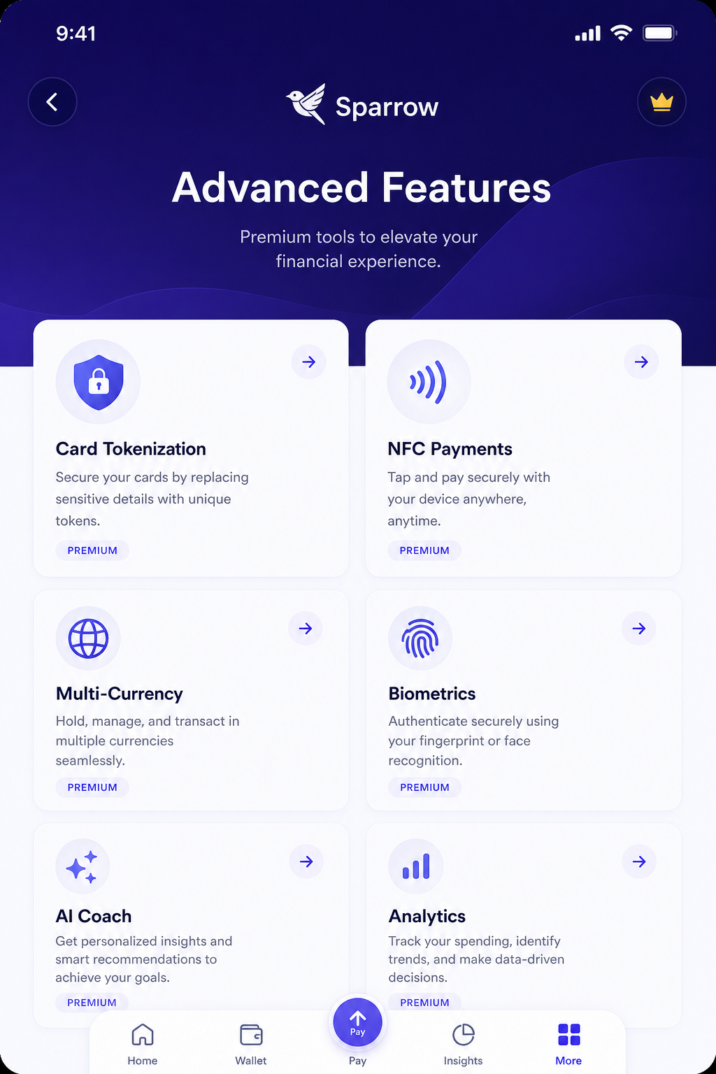 Mockup for Advanced Features Overview
