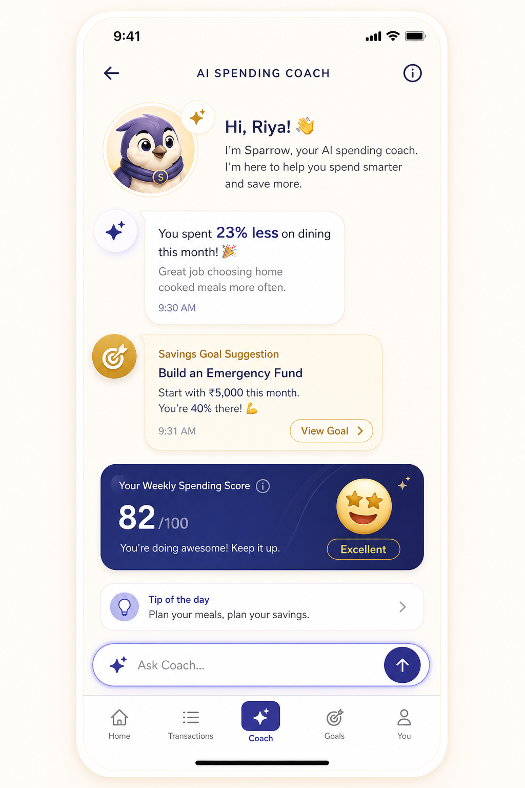 Mockup for AI Spending Coach