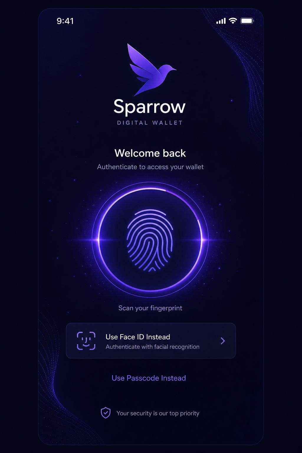 Mockup for Biometric Login