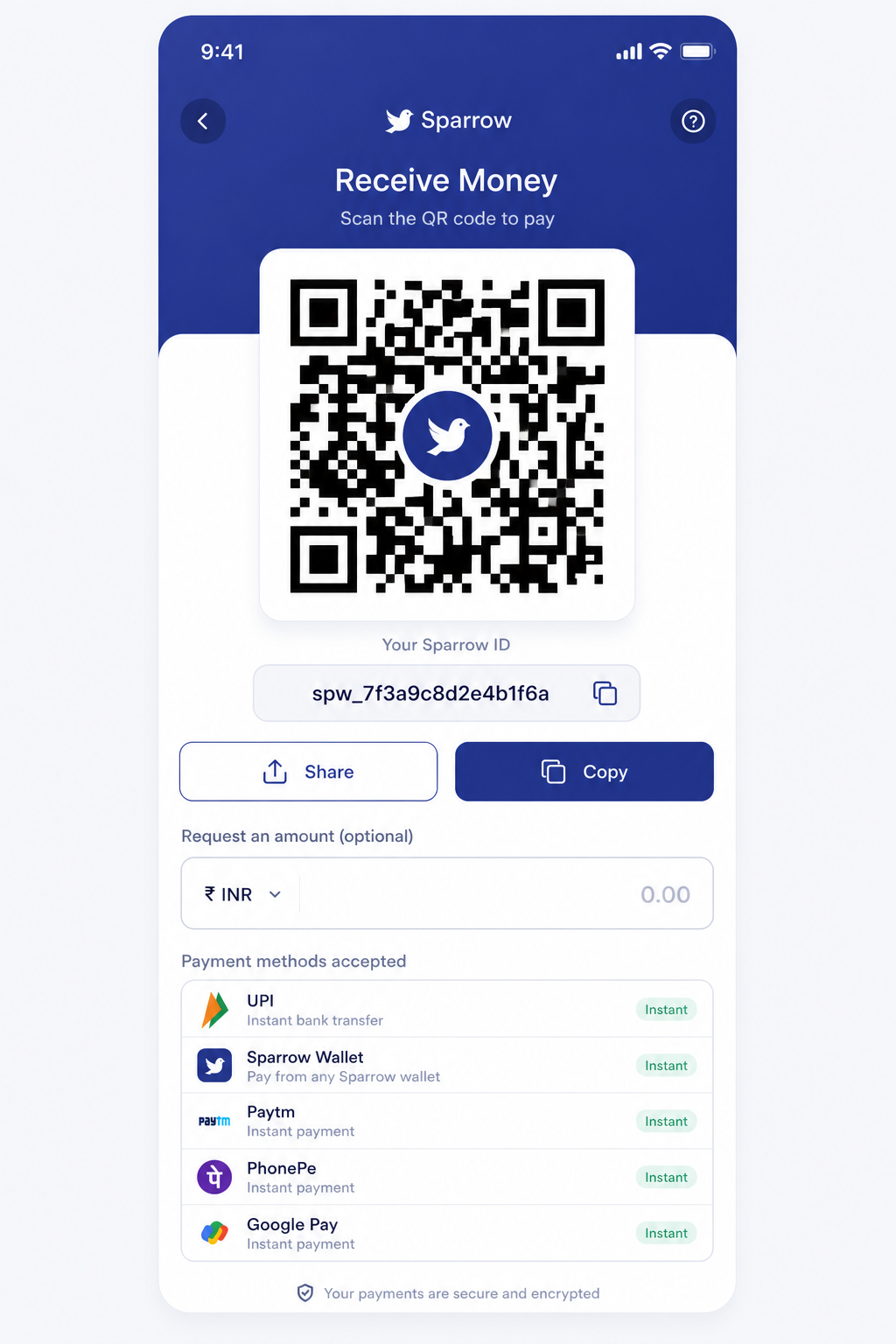 Mockup for Receive Money
